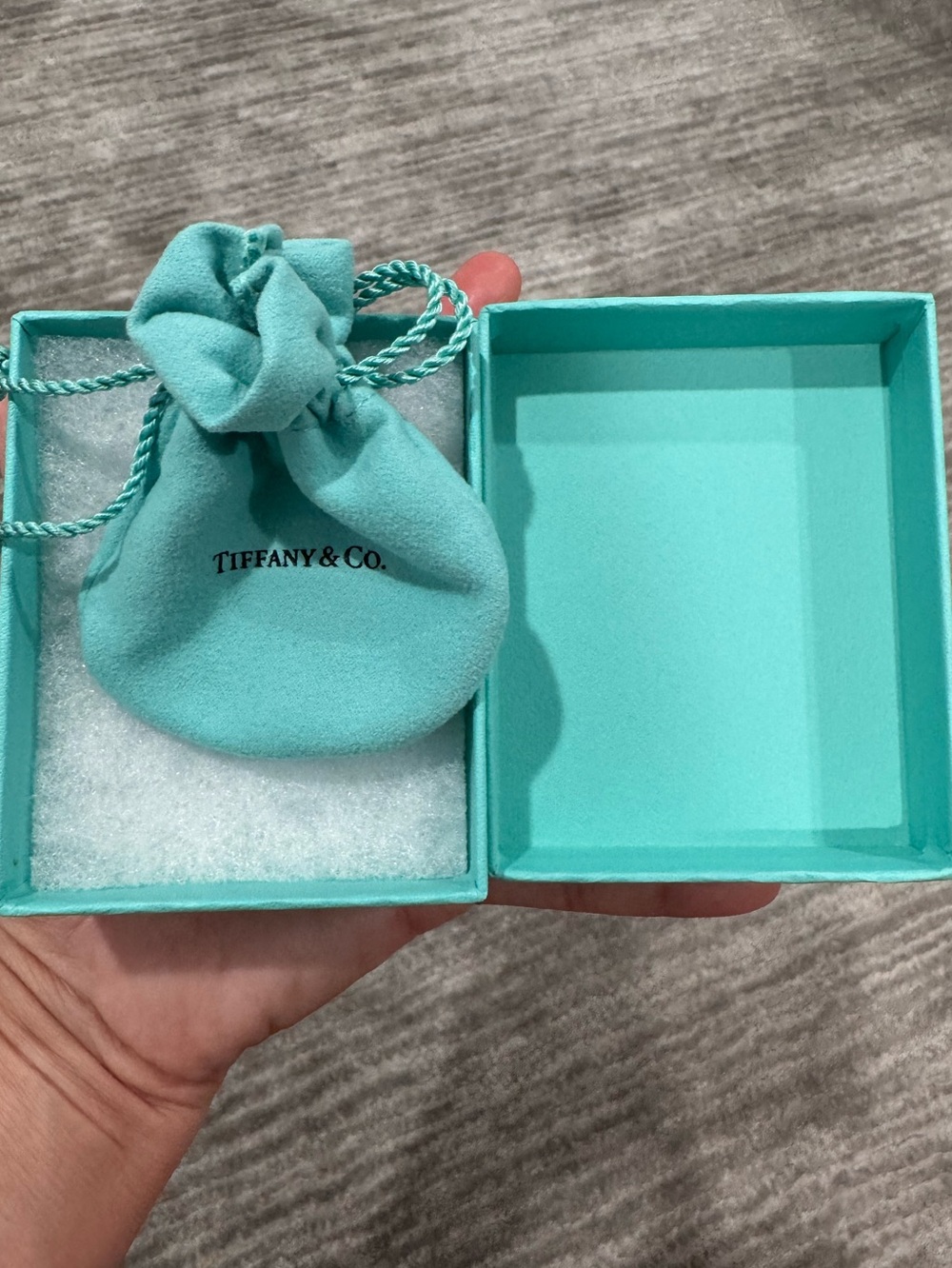 Tiffany & Co. Suede Drawstring Pouch with Box